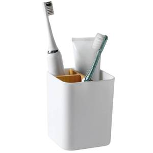 lot 14285 image: Toothbrush Holder for Bathrooms, 3 Slots Toothbrush and Toothpaste Holder Bathroom Counter Organizer for Electric Toothbrushes, Floss, Razors - White