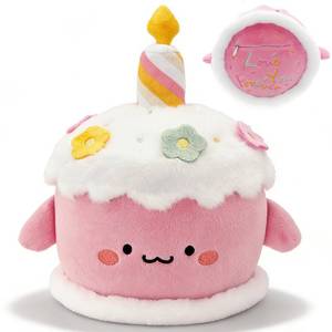 lot 14294 image: BOKUFLY Birthday Cake Stuffed Toy Cute Cake Plush Dessert Plush with Hidden Pocket Love You Forever Embroidery 8.6 for Kids Adults Home Desk Decor (Pink)