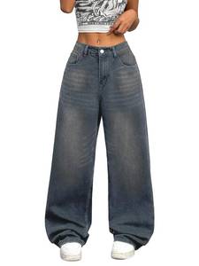 lot 14310 image: OYICAI Womens Baggy Jeans Wide Leg Denim Pants Y2k 90s Vintage Hip Hop Loose Long Trousers Streetwear High Waist Retro Casual 2000s Oversized Extreme Motion Jinco Skater,K22 Haze Blue,Small