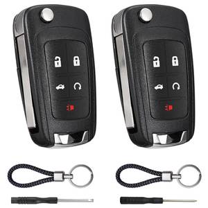 lot 14329 image: Key Fob Case Replacement 5 Button for Chevy Cruze Camaro Impala Equinox GMC Terrain Buick Regal Lacrosse 2010 2011 2012 2013 2014 2015 2016 2017 Keyless Entry Remote Control Car Key Fob Shell - 2 Pack