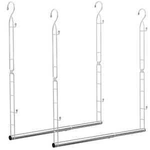 lot 14340 image: Supforce Hanging Closet Rod Stainless Steel, 2 Pack Adjustable Height & Width Closet Rod Extender, Space-Saving Closet Hanging Storage Organizer��Load up to 88LB