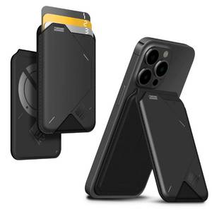 lot 14352 image: Aulumu G02 V2 Magnetic Wallet &Stand, Compatible with MagSafe, Adjustable Stand, Open ID Window, Magnetic Phone Wallet Stick on for iPhone 1615141312 Series Black