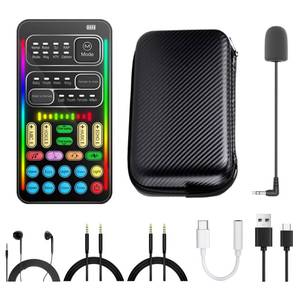 lot 14355 image: i9 Real-Time Voice Changer with Sound Card �� 8 Voice Effects, Full Accessories Included (Mini Mic, Monitor Earphone, 2 Adapters), Plug & Play, Compatible with PC, PS5, Xbox, Switch, Android & iOS