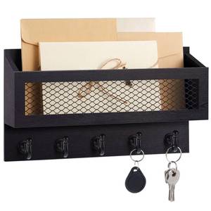 lot 14364 image: Colingmill Magnetic Mail and Key Holder for Wall Fridge Wooden Mail Organizer with 5 Key Hooks for Home Bedroom Fridge Kitchen Decorative(Black)