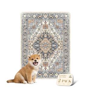 lot 14366 image: nunubaby Reusable Potty Pads for Dogs for Crates and Floors. Washable Pee Pads for Dogs, Stylish, Non-Slip and Leak-Proof Pee Pads. (BeigeMulti, 18 x24 )