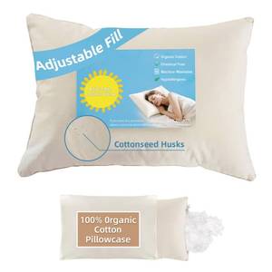 lot 15229 image: 20x26 Organic Pillow with 100% Organic Cotton Pillowcase and Shell - Soft Non Toxic and Breathable Pearl Filling, CPSC Certified and Oeko-TEX, Adjustable Loft Organic Pillow, Machine Washable