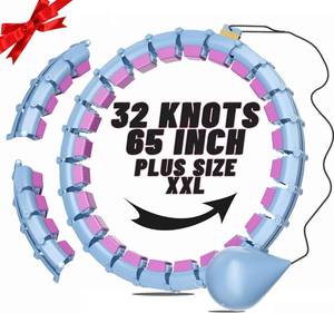 lot 15244 image: 65inch 32 Knots Plus Size Quiet Weighted Hula Infinity Fitness Detachable Hoops Smart Silent Infinity Hula for Women 2 in 1 Waist and Abdominal Workout Hoop