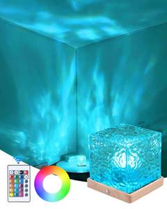 lot 15251 image: Deogos 2 Packs Ocean Lamp with Charger Adapters,Northern Lights Cube Ocean Wave Projector Light,16 Colors Aurora Glow with Remote Control for Bedroom Living Room Game Room Decor