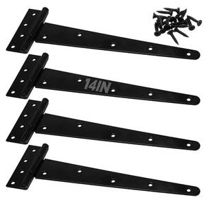 lot 15252 image: 4Pcs 14-Inch Heavy-Duty Door Hinges, Rust-Resistant Heavy-Duty T-Hinges, Suitable for Shed Doors, Barn Doors, and Fence Gates, Made of Wrought Iron, Each Set Can Support 150 Pounds.