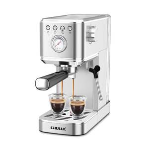 lot 15255 image: CHULUX Slim Espresso Machine with Milk Frother, 20 Bar Professional Italian Pump Espresso Coffee Machine for Home Cappuccino & Latte Maker, Stainless Steel, Silver