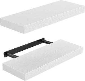 lot 15270 image: AMADA HOMEFURNISHING Floating Shelves Wall Mounted, 15 x 7 Inch Wall Shelves for Bathroom, Bedroom, Living Room, White Shelves Set of 2