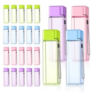 lot 15284 image: mwellewm 24Pcs Water Bottles Bulk 17 Oz Reusable Plastic Water Bottle Spill Proof Clear Colorful Gym Sports Large Drink Bottle for Adult Leak Square Pack for School Outdoor Fitness Travel Office