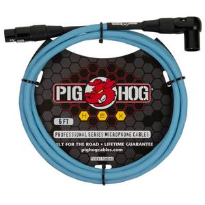 lot 16396 image: Pig Hog PHMH6DBR Hex Series, 6ft Right Angle Mic Cable, Daphne Blue