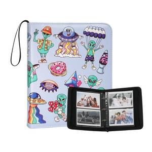 lot 16407 image: Goldbarley Photo Album 4x6 Pictures,120 Pockets Binder Premium Vegan Leather Cover for Family Wedding Anniversary Baby Kids Vacation. (Cartoon Alien)