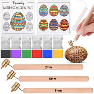 lot 16419 image: AmazingSpark 10 Pcs Easter Kistka Ukrainian Egg Decorating Kit Includes 3 Fine Brass Tip Kistka 6 Color Beeswax and 1 Instructions for Decor Traditional Ukrainian Easter Eggs Pysanky Supplies