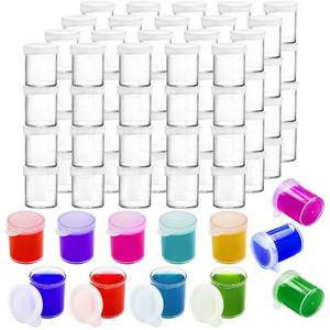 lot 16422 image: ZENFUN Set of 100 Mini Plastic Paint Cups with Lids, 0.85 Oz(25ml) Paint Container Pots in Bulk, Clear Paint Storage Jars for Kids, Art, DIY Crafts