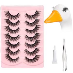 lot 16428 image: Geelin 7 Pcs Porch Goose Outfit Eyelash for 2317 Plastic Lawn Goose Statue Mink Fake Lashes End 3D Salon Eyelashes Reusable for Lawn Patio Art Decoration (Black)