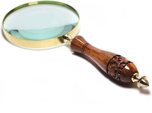 lot 16435 image: 10X Wooden Magnifying Glass, Antique Reading & Inspection Magnifier for Coin & Stamp, Handheld Magnifier with Wooden Handle, Magnifying Glasses for Close Work (Seap Design)