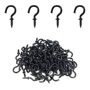 lot 16443 image: Goiio 100 Pieces 12 inch Ceiling Hooks, Black Zinc Plated Metal Screw-in Cup Hooks