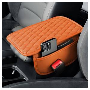 lot 18126 image: carleef Arm Rest Cover for Car,LeatherMemory Foam Center Console Cover with Storage Bags,Universal Middle Console Cover Car Accessories Interior for Most Cars Center Consoles (Orange)