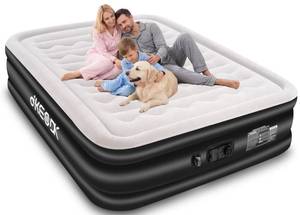 lot 19940 image: dkesdk Air Mattress Queen with Built in Pump,Comfortable Waterproof Flocked Surface Inflatable Mattress for Temporary Family Stays and Travel,16-Inch Blow Up Mattress Inflates in 3 Minutes