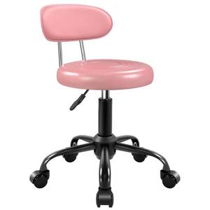 lot 19944 image: WKWKER Rolling Stool with Wheels Swivel Stool with Back Height Adjustable Chair Ideal for SPA Salon Home Office Drafting Work (Pink)