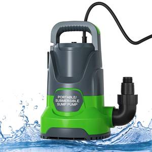 lot 19948 image: PANRANO Sump Pump 1HP Submersible Water Pump 3700GPH Electric Portable Transfer Water Pump for Pool Draining Basement, Green