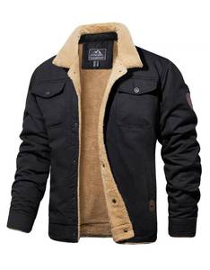 lot 19954 image: MAGCOMSEN Mens Winter Jacket Lined Sherpa Jacket Warm Trucker Coat Multi Pocket 2XL