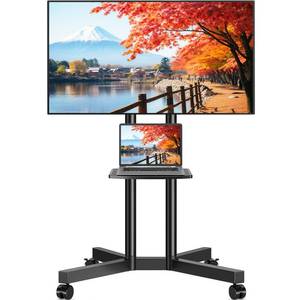 lot 19958 image: Rfiver Rolling TV Stand with Laptop Shelf, Mobile TV Stand with Upgraded Wheels for 32-75 Inch TVs, Height Adjustable Mobile TV Cart up to 88lbs, Portable TV Mount Stand for Outdoor, Home, Office