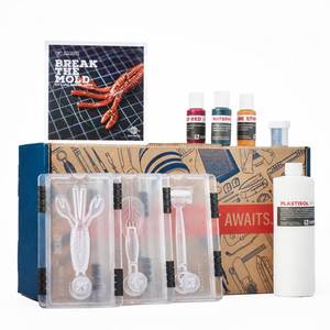 lot 19963 image: Man Crates, Lure Making Kit �� Soft Plastic Fishing Lure Making Kit with Molds, Plastisol, Color, Glitter & Scent �� DIY Fishing Lure Set �� Great Gift for Men & Fishermen (1Spilled Bottle)