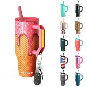 lot 19964 image: Frost Buddy Thicc Buddy - 40 oz Stainless Steel Vacuum Insulated Tumbler with Lid and Straw for Water - Travel Mug Cupholder Friendly - Gifts for Women Men Him Her (Ice Cream)(Used)