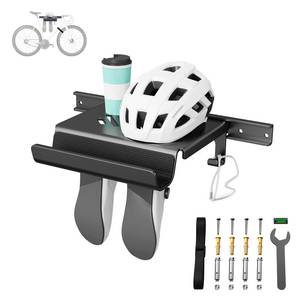 lot 19972 image: Bike Wall Mount Rack Indoor Bike Storage Garage Bike Rack Wall Mount with Shelf and Hooks Store Your Helmet and Shoes for a Single Road, Mountain or Other Bicycle (Universal Size)