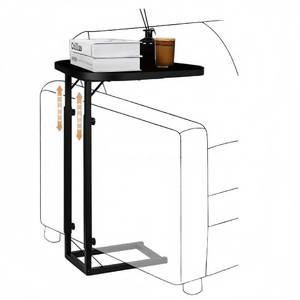 lot 19979 image: Premium Adjustable C Shaped End Table, Mini Side Tables for Couch and Sofa, Small Coffee Table with Metal Frame, Beautiful and Practical Sidekick for Your Living Room, Bedroom, Bedside, Rustic Black