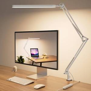 lot 19983 image: SKYLEO Led Desk Lamp - 31.5 Desk Light - 5 Color Modes X 11 Brightness Levels - Adjustable Swing Arm - Timmer & Memory Function - 12W Study Lamp - White
