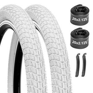 lot 19984 image: WINFAVO Bike Tires 20x2.125 2-Pack with Inner Tubes & Tire Levers �� Heavy Duty Replacement Tires for Kids Bike, BMX, Mountain Bicycle (Pure White, Puncture Protection)