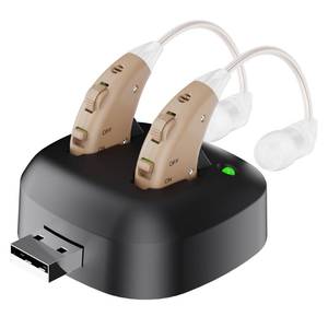 lot 20152 image: Digital Hearing Amplifier - (Pair of 2) Noise Cancelling with One Touch Volume Control, No Programming Required, Near-Invisible Behind The Ear, Upgraded 2019 Design & Rechargeable USB Dock by MEDca
