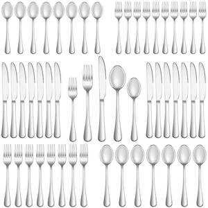 lot 20161 image: 50 Piece Silverware Set Service for 10,Premium Stainless Steel Flatware Set,Mirror Polished Cutlery Utensil Set,Durable Home Kitchen Eating Tableware Set,Include Fork Knife Spoon Set,Dishwasher Safe