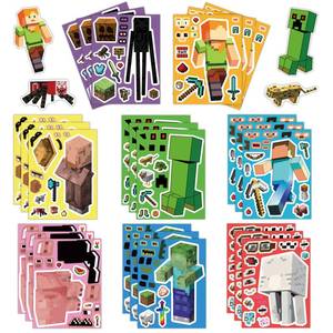 lot 20178 image: 24 Sheets Cartoon Stickers, Mixed & Matched with 8 Designed Characters(3 of Each) Stickers, Cute Pixel Party Favors