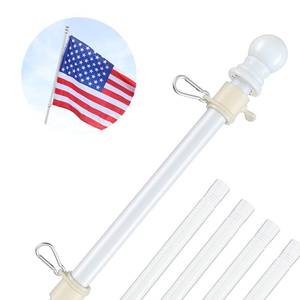 lot 20190 image: White Flag Poles for Outside House - 5ft Tangle Free Flag Pole for House,Heavy Duty Metal Flagpole Hardware for 3x5 American Flags,Outdoor Flagpoles Mount for Porch,Car,Truck,Boat (without Bracket)