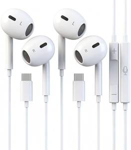 lot 20192 image: 2 Packs USB C Headphones for iPhone 171615 Earbuds with Mic & Volume Control, Type C Earphones Wired for iPhone 17 16 15 Pro Max, for iPad Pro, Galaxy S25S24S23S22S21S20 Ultra Note 1020