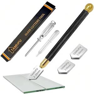 lot 20207 image: Glass Cutters Tools 2-20mm for Thick Glass Tiles Mirror Mosaic Cutting- Glass Cutting Tool with Automatic Oil Feed, Glass Cutter with Ergonomic Handle and 3 Carbide Tips
