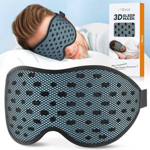 lot 20218 image: LitBear Breathable Sleep Mask, 3D Eye Mak Sleep for Side Sleepers Women Men, Light Blocking Sleeping Mask with Adjustable Strap, Soft Lightweight Eye Cover for Travel, Night Work, Nap -Ice Blue
