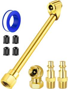 lot 20224 image: EVOULTES 2-Way Connection Air Chuck Set, Heavy Duty Dual Head Air Chuck with Closed Ball Tire Chuck & 14 Inches NPT Male Quick Plug, Tire Air Fill Kit for Tire Inflator Gauge and Air Compressor