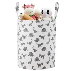 lot 20228 image: Large Storage Basket for Girls and Boys, Collapsible Laundry Hamper with Long Handles, Toy Bins for Nursery, Kids Room D�cor (Grey Dinosaur)