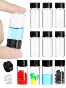 lot 20229 image: 5ml Clear Small Glass Vials with Screw Caps, Small Vials for Essential Oil, Leak-Proof Sample Vials with Lids(10pcs)