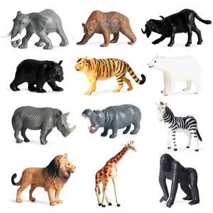lot 20235 image: RUSON 12 Pcs Mini Safari Animals Figures Toys, Realistic Jungle Zoo Animal Figurines Cake Topper Toy Set Christmas Birthday Easter Egg Gift Party Supplies for Kids Toddlers