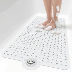 lot 20243 image: OTHWAY Bath Mat for Tub Non Slip 39 X 17 Long Bathtub Mat with Hair Catcher��Big Drain Holes Shower Mats for Inside Shower��Machine Washable (White)