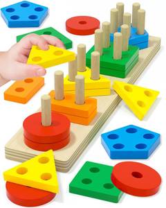 lot 20250 image: Tonberless Montessori Toys for 1 2 3 Year Old Boy Girl, Toys for Ages 2-4 Toddlers Kids Baby, 1 2 Year Old Boy Girl Birthday Gifts, Wooden Learning Puzzles Shape Sorter Toys for Toddlers 1-3