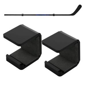 lot 20266 image: Cosmos 1 Pair Hockey Stick Wall Mount Rack - Horizontal Display Holder & Storage Organizer Hanger for Ice Hockey Stick, Space-Saving Display Bracket with Anti-Scratch Pad (Solid Black)
