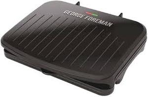 lot 6425 image: George Foreman Family-Size Grill & Panini Press, Nonstick Ceramic Coating, Fat-Removing Slope, Adjustable Angle, IndoorOutdoor Use